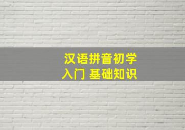 汉语拼音初学入门 基础知识